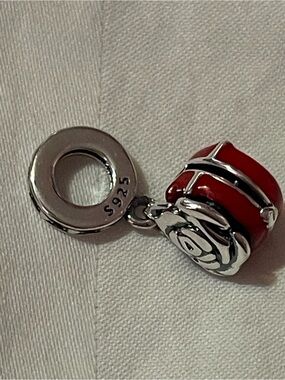925 Sterling Silver Red Rose Charm Pendant